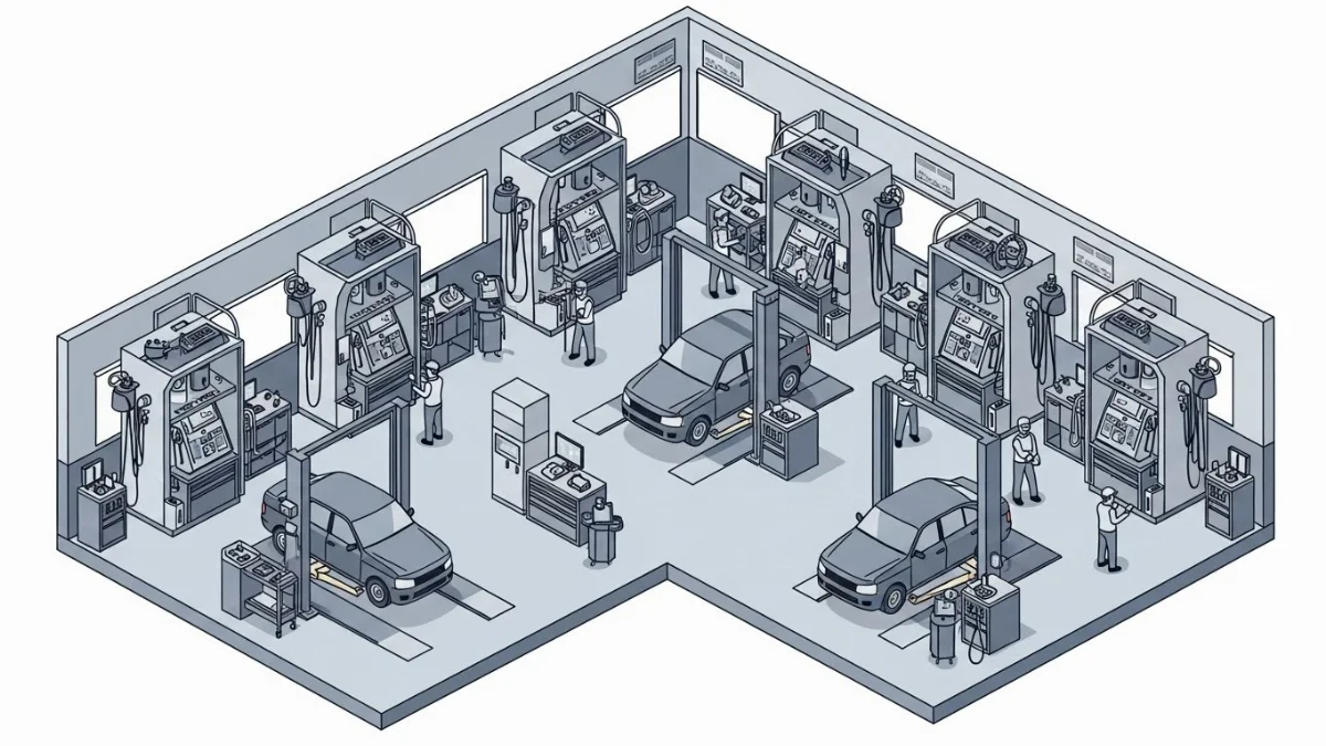 Công nghệ thay dầu ô tô tự động giúp quá trình diễn ra nhanh chóng, chính xác