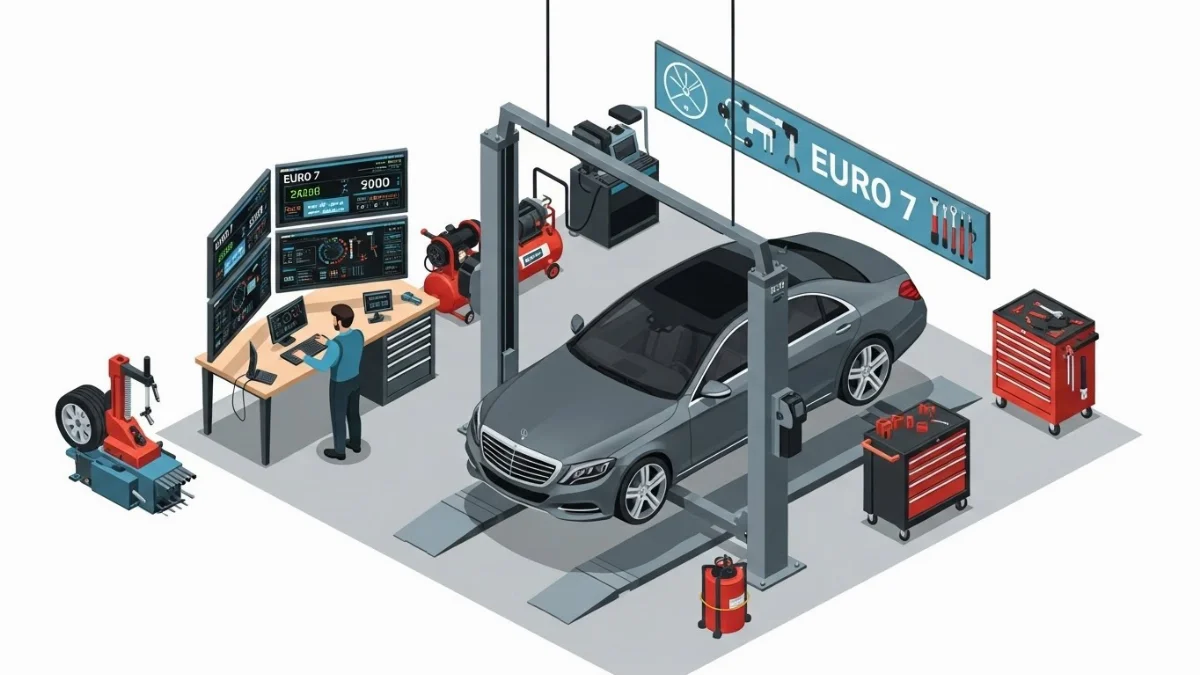 Kỹ thuật viên sử dụng máy chẩn đoán lỗi để kiểm tra xe BMW