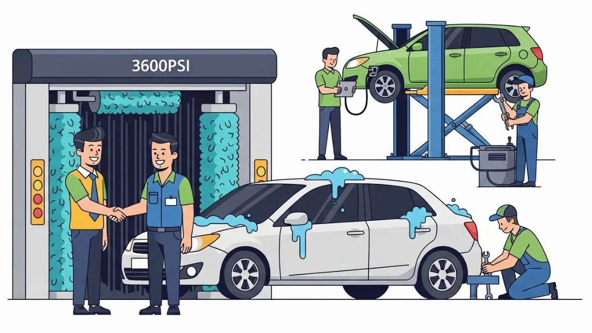 Quy trình rửa xe 3600PSI áp lực cao tối ưu tại Gara Phú Nhuận