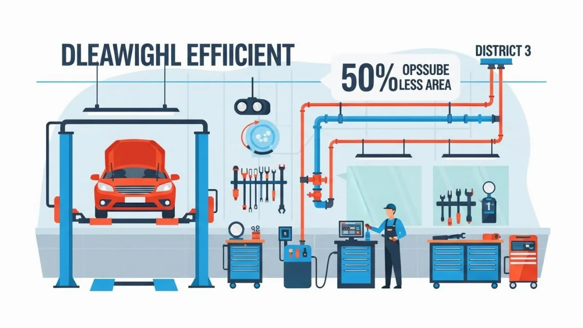Gara rửa xe Quận 3 chuyên nghiệp với hệ thống ống dẫn âm tường