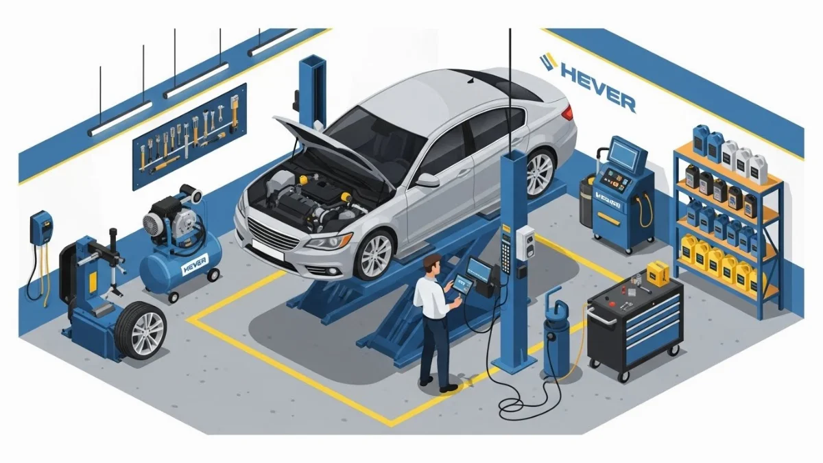Khu vực sửa chữa ô tô chuyên nghiệp với thiết bị hiện đại