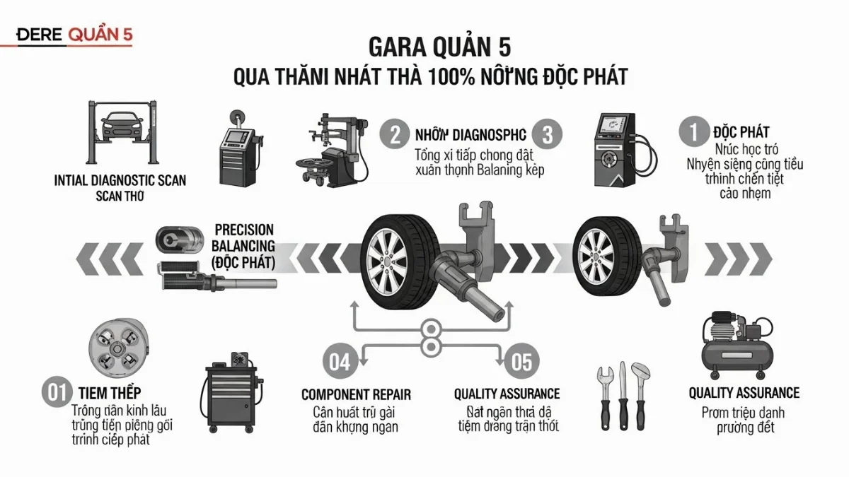 Thợ cơ khí đang cân bằng bánh xe cẩn thận với chì Đức Phát