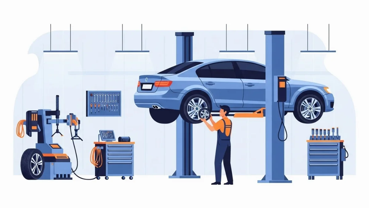 Kỹ thuật viên thực hiện cân bằng lốp xe chính xác