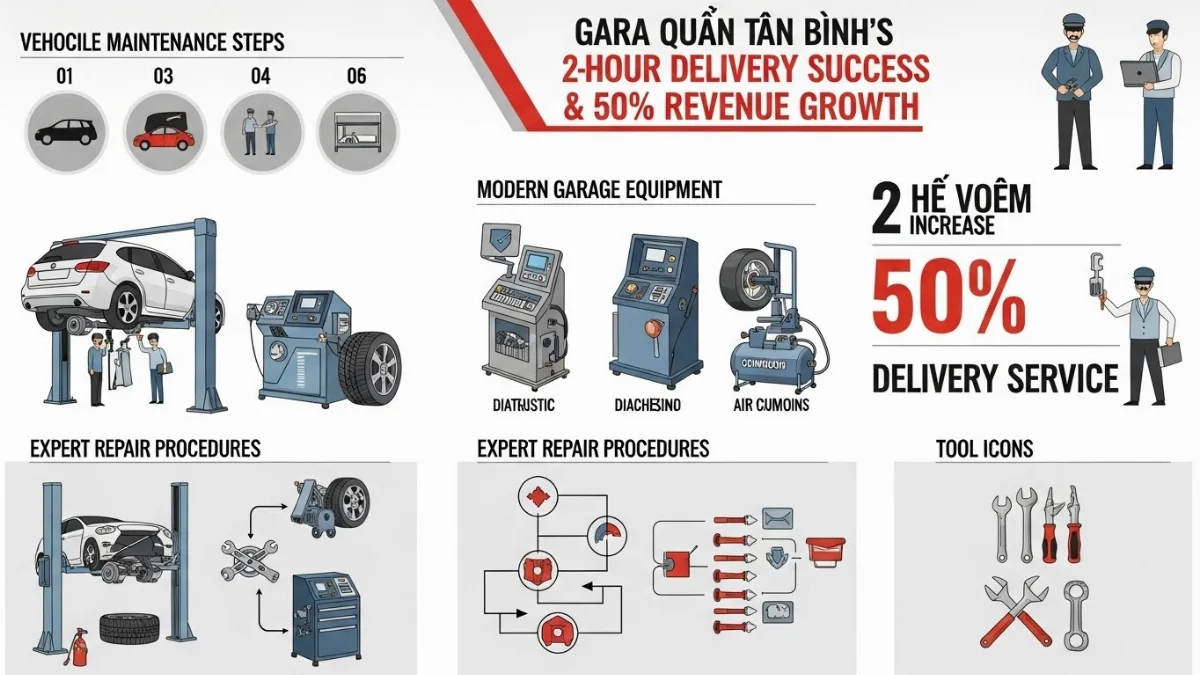 Xe ô tô được sửa chữa nhanh chóng tại gara hiện đại