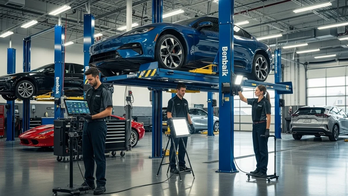 Kỹ thuật viên thao tác khó khăn với thiết bị cũ trước khi đổi mới