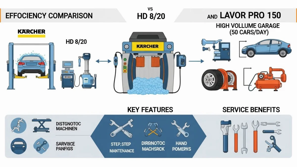 Chủ gara đang cân nhắc giữa Karcher HD 8/20 và Lavor Pro 150